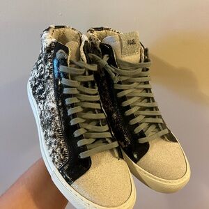 P448 Women's High-Top Sneakers - Black and Cream